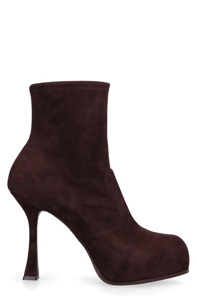 Shop Casadei Suede Ankle Boots In Brown