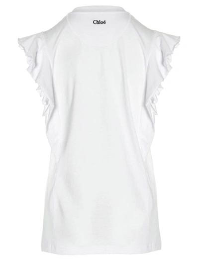 Shop Chloé Ruffled T-shirt In White