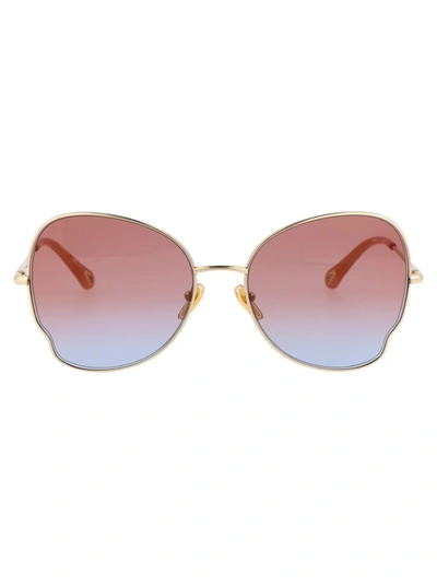 Shop Chloé Chloe Sunglasses In 002 Gold Gold Red