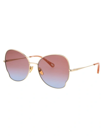 Shop Chloé Chloe Sunglasses In 002 Gold Gold Red