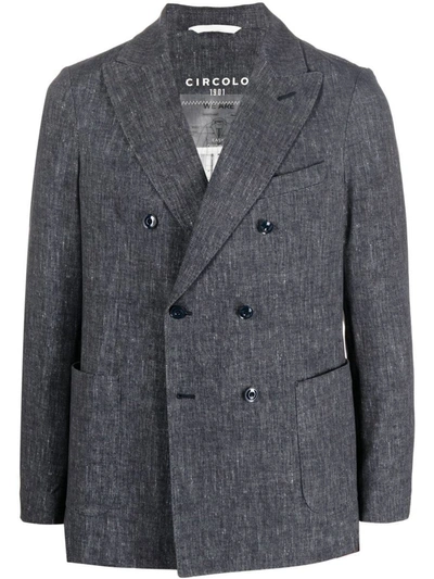 Shop Circolo 1901 Cotton Double Breasted Jacket In Blue