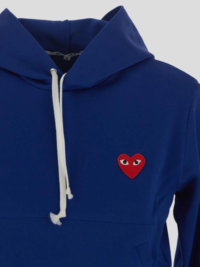 Shop Comme Des Garçons Play Hoodie In <p> Blue Hoodie In Polyester