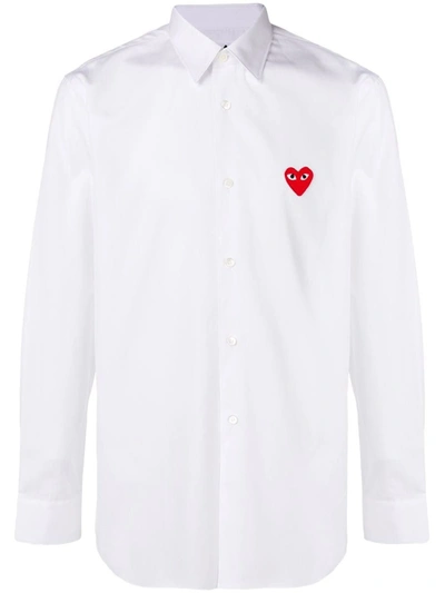 Shop Comme Des Garçons Play Long Sleeve Shirt In White