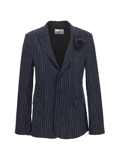 Shop Coperni Jacket In <p> Blue Jacket In Polyester With Silver Striped Pattern