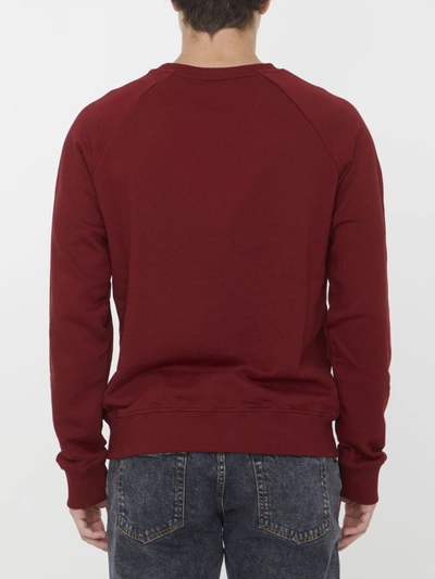 Shop Balmain Cotton Sweatshirt With Logo In Red