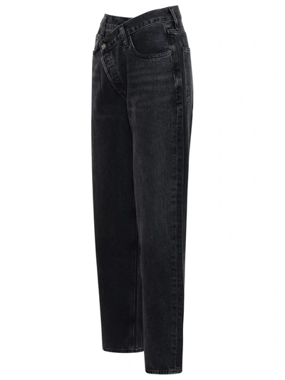 Shop Agolde Criss Cross Black Cotton Jeans