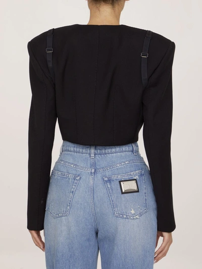 Shop Dolce & Gabbana Cropped Bustier Jacket In Black