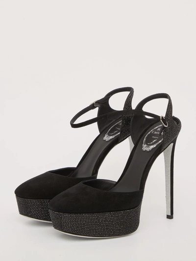 Shop René Caovilla Crystal Selena Sandals In Black