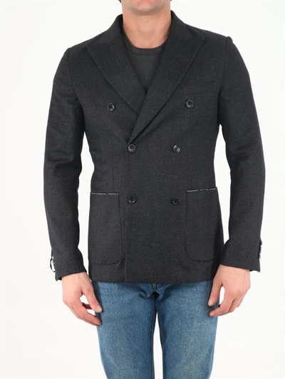 Shop Tonello Double-breasted Jacket In Grey