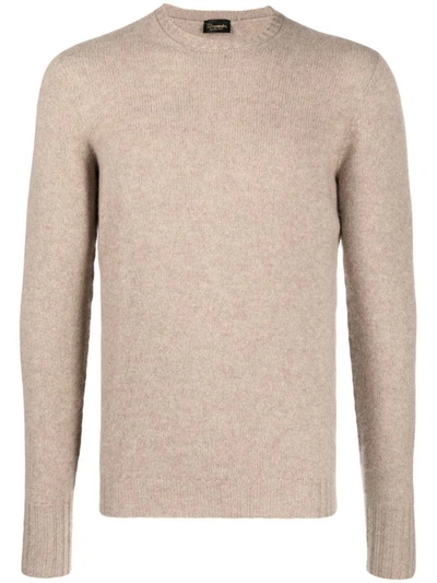 Shop Drumohr Cashmere Crewneck Sweater In Beige