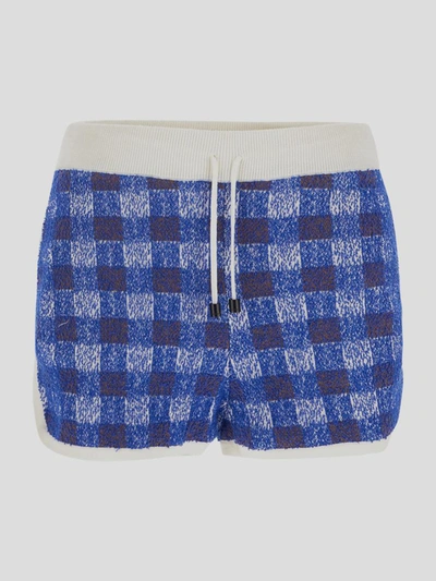Shop Drumohr Check Knit Shorts In Blue