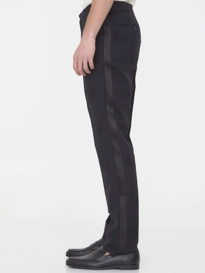 Shop Burberry Ekd Tuxedo Trousers In Black