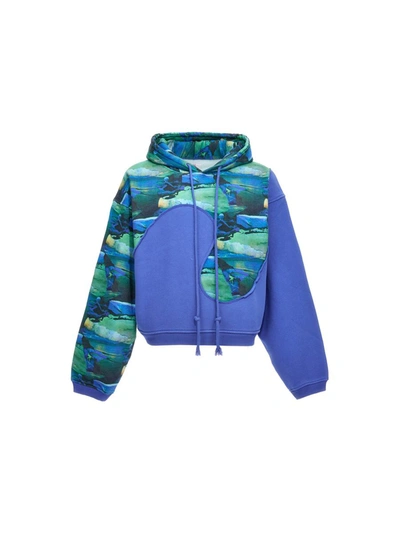 Shop Erl 'green Sunset' Hoodie In Blue