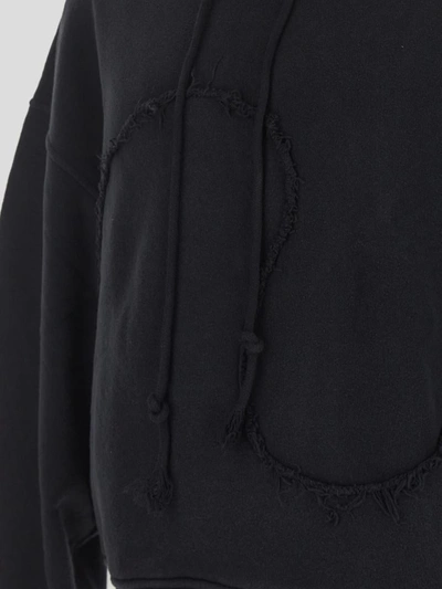 Shop Erl Fringes Seams Hoodie In <p> Hoodie In Black Cotton With Fringed Seams Details