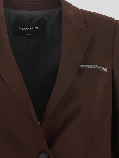 Shop Fabiana Filippi Jackets In <p> Blazer Jacket In Brown Virgin Wool With Single-breast Closure
