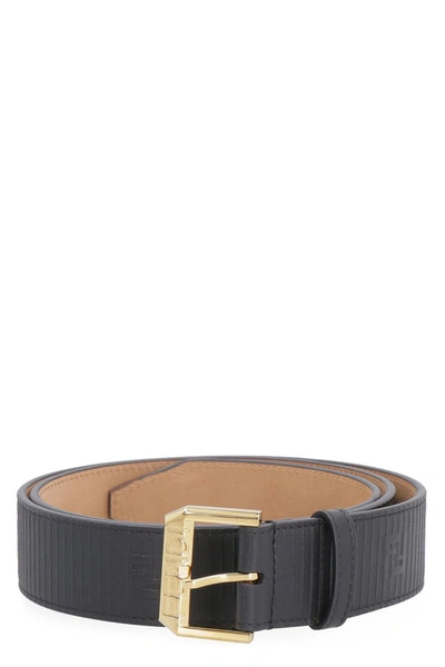 Shop Fendi Leather Belt With Metal Buckle In Black