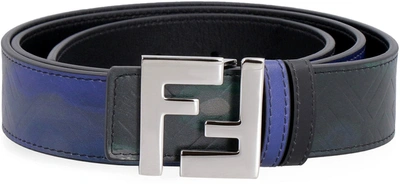 Shop Fendi Reversible Leather Belt In Black