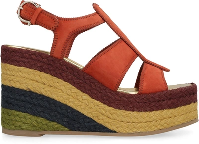 Shop Ferragamo Jute Wedge Espadrilles In Copper