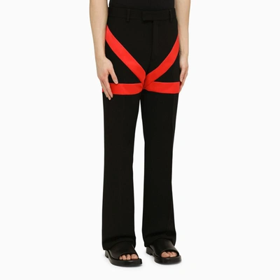 Shop Ferragamo Regular Black/red Trousers