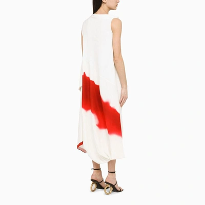 Shop Ferragamo White And Asymmetric Dress In Red