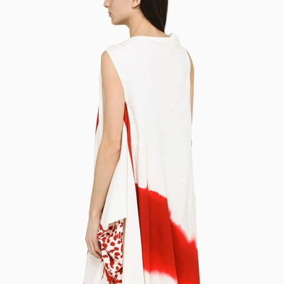Shop Ferragamo White And Asymmetric Dress In Red