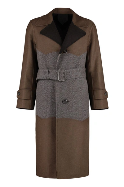 Shop Ferragamo Wool Long Coat In Brown
