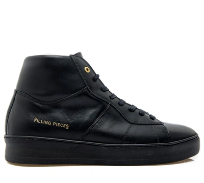 Shop Filling Pieces Mid Plain Court Sneakers In Black