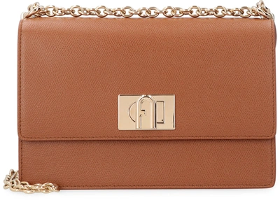 Shop Furla 1927 Leather Crossbody Bag In Saddle Brown