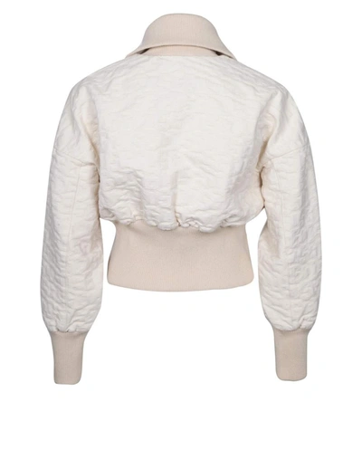 Gcds Bomber Cropped Monogram Color Ecru In Off White