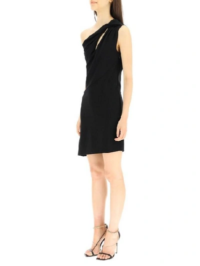 Givenchy One-shoulder Cutout Twisted Jersey Mini Dress In Black