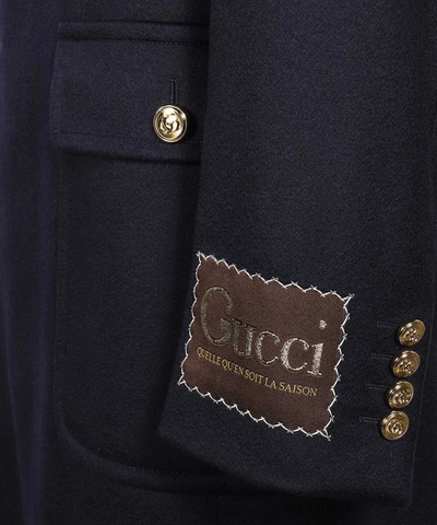 Shop Gucci Cashmere Coat In Blue