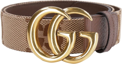 Shop Gucci Gg Marmont Buckle Leather Belt In Camel