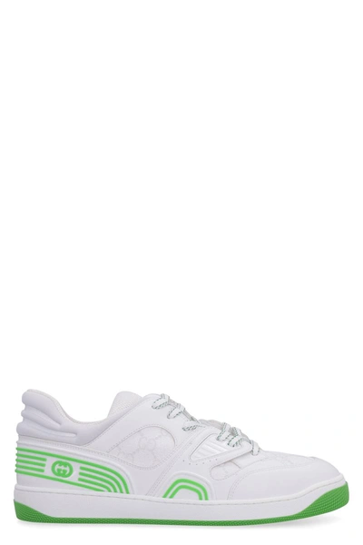 Gucci Green Basket Sneakers In White