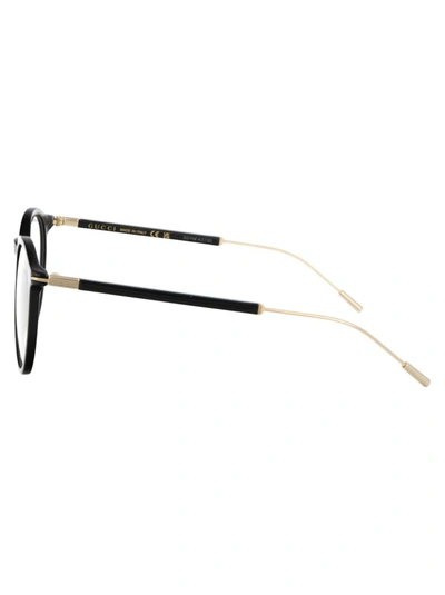 Gucci Demo Rectangular Men's Eyeglasses Gg0006oan 001 55 In 001 Black Gold Transparent