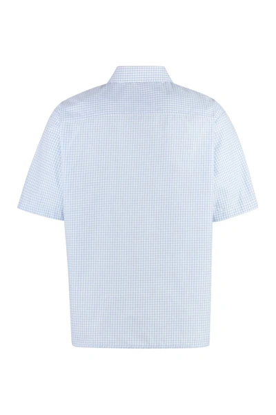Shop Gucci Short Sleeve Cotton Shirt In Light Blue