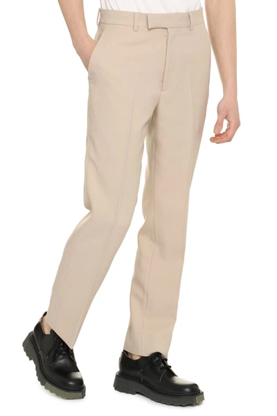 Shop Gucci Slim Fit Tailored Trousers In Beige