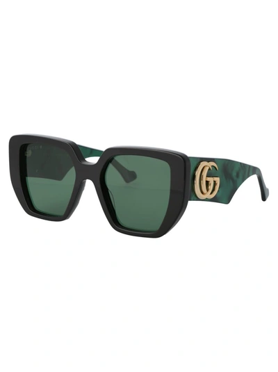 Shop Gucci Sunglasses In 001 Black Green Green