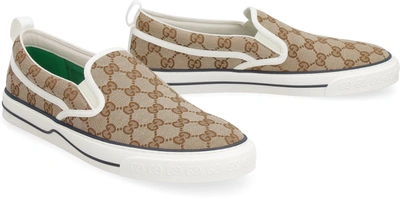 Shop Gucci Tennis 1977 Slip-on Sneakers In Beige