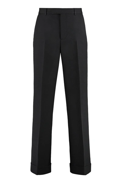 Shop Gucci Virgin Wool Tailored Trousers In Black