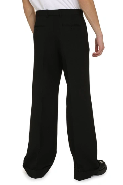 Shop Gucci Virgin Wool Tailored Trousers In Black