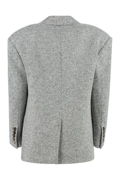 Shop Gucci Wool Single-breasted Blazer In Grey