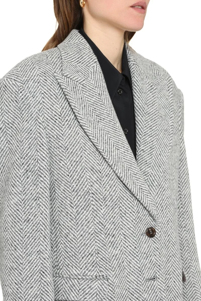 Shop Gucci Wool Single-breasted Blazer In Grey