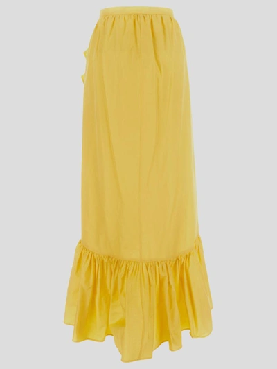 Shop House Of Amen Asymmetrical Ruffle Maxi Skirt In Yellow