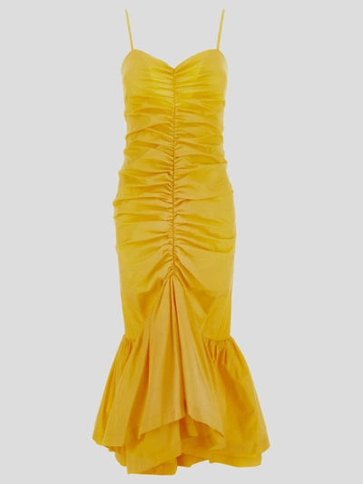 Shop House Of Amen Drapped Long Dress In Yellow