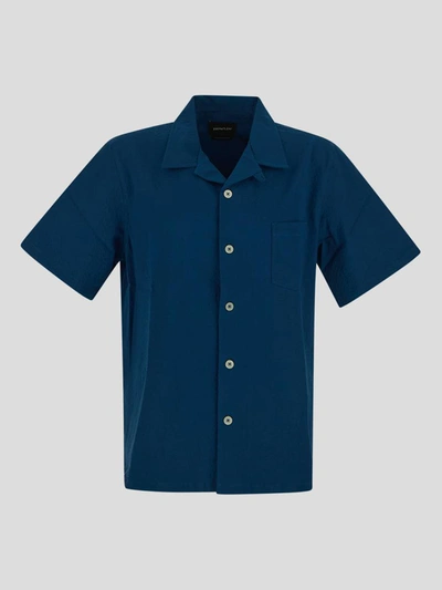 Shop Howlin' Cocktail Shirt In <p> Shirt In Pacific Seersucker Blue Textured Cotton