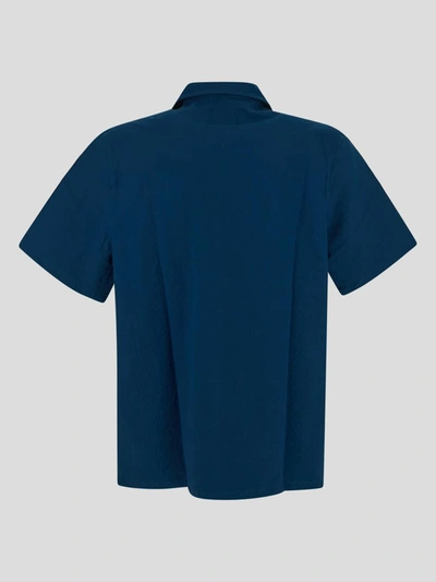 Shop Howlin' Cocktail Shirt In <p> Shirt In Pacific Seersucker Blue Textured Cotton