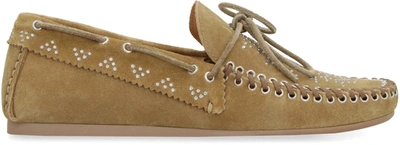 Shop Isabel Marant Freen Studded Suede Loafers In Taupe