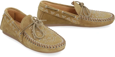Shop Isabel Marant Freen Studded Suede Loafers In Taupe