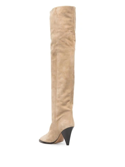 Shop Isabel Marant Riria Leather Boots In Beige