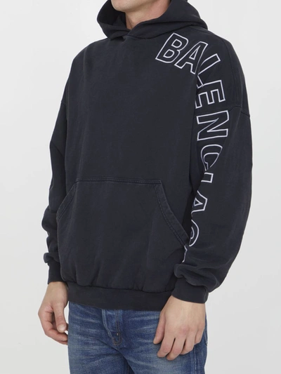 Shop Balenciaga Jersey Hoodie With Logo In Black